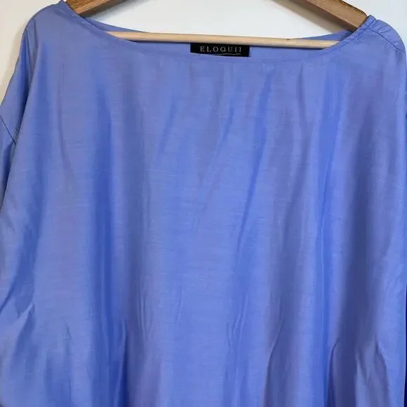 Eloquii Tie Detail Blouse size 18 Boat Neck Long sleeve Ruched Relaxed Minimal - Picture 6 of 14